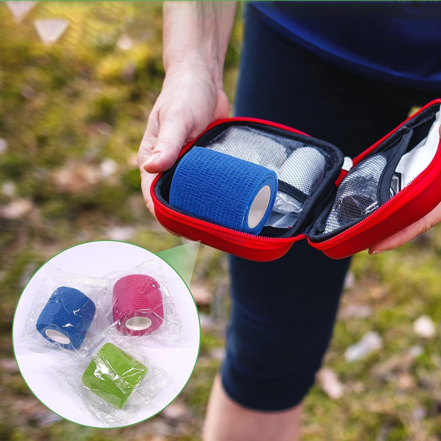 Kit di pronto soccorso senza lattice, benda coesiva avvolgente flessibile