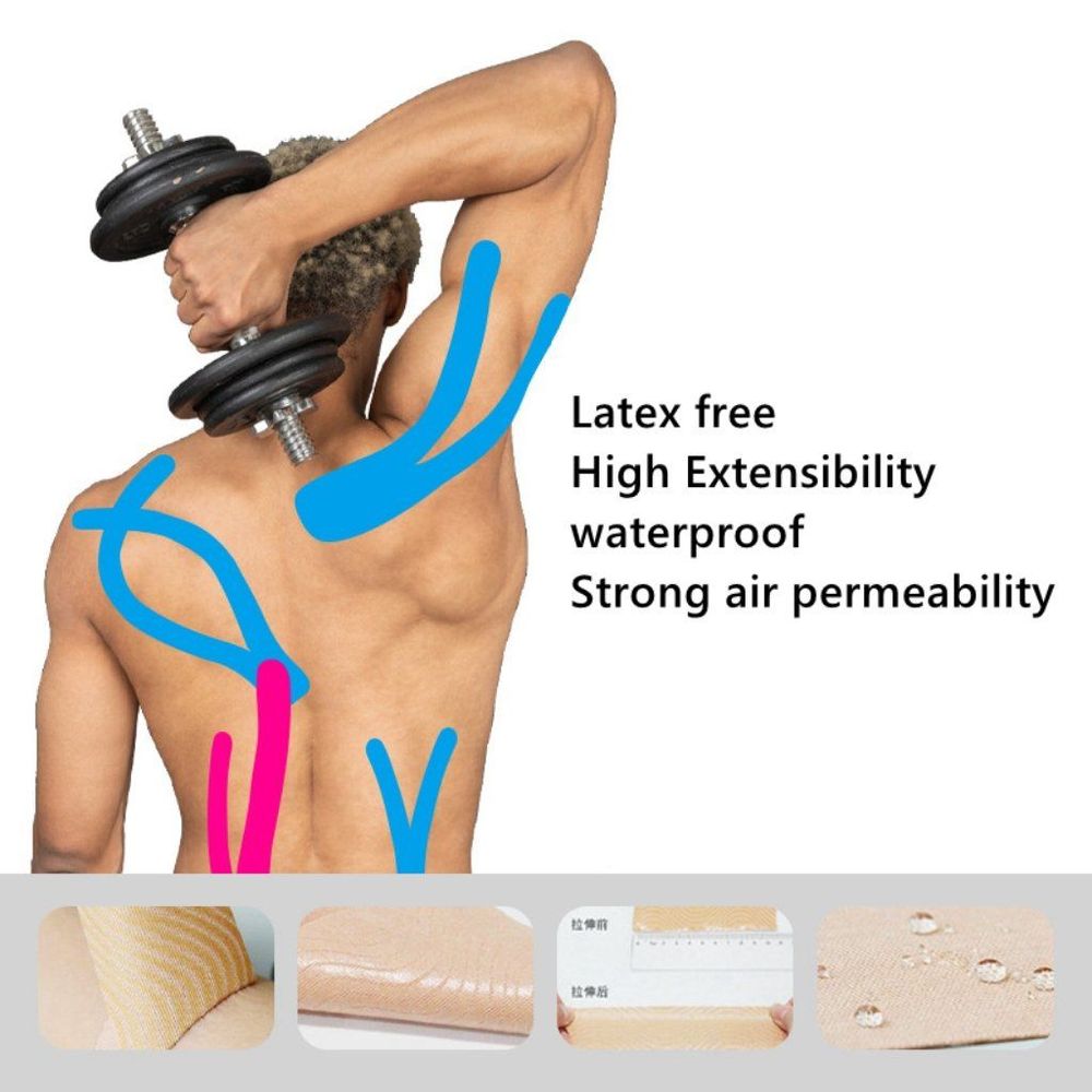 Rotolo di nastro kinesiologico per supporto muscolare e stabilità articolare | Nastro sportivo in cotone traspirante ed elastico Rotolo di nastro kinesiologico per supporto muscolare e stabilità articolare | Nastro sportivo in cotone traspirante ed elastico